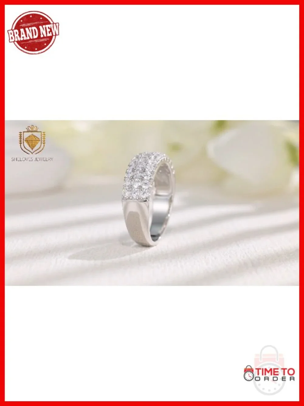 Moissanite Eternity Wedding Band Ring 925 Sterling Silver D Color VVS1